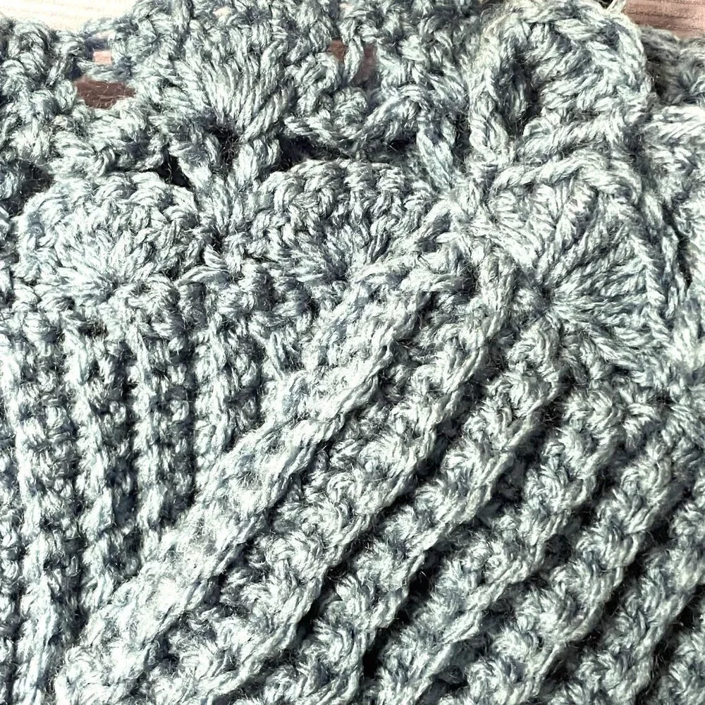 NWT LORETTA ANN CREATTIONS CROCHETED LIGHT BLUE BOOT CUFFS BEAUTIFULLY HANDMADE
